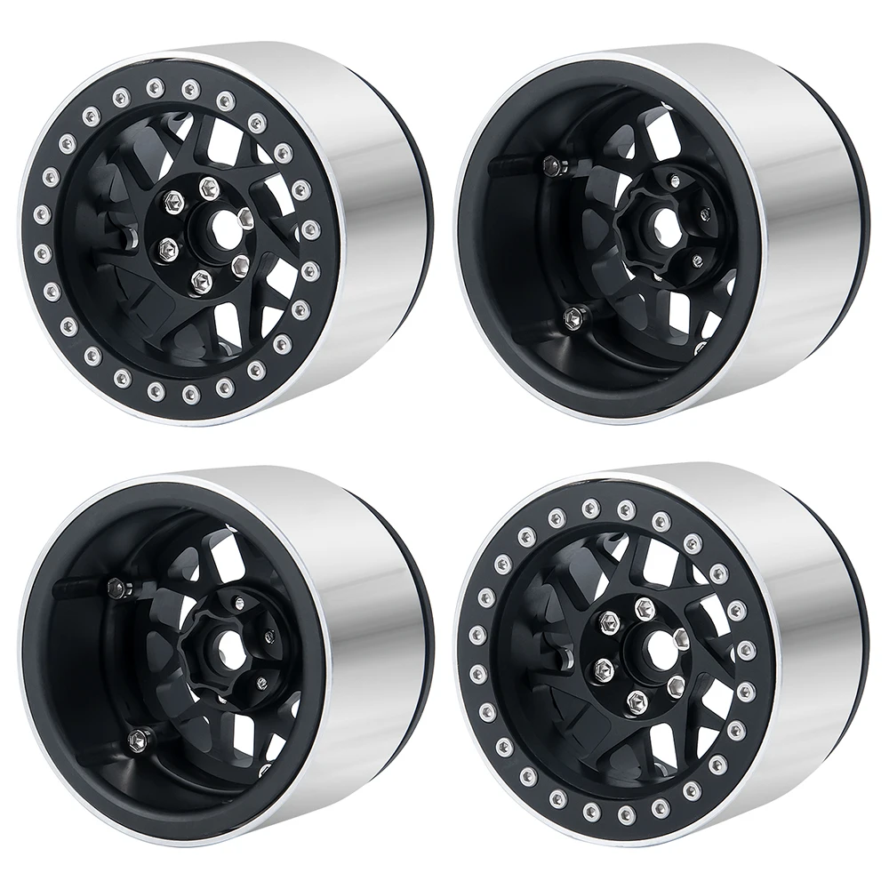 YEAHRUN 4 Stuks Beadlock Velgen/2.2 inch Rubbe Banden 150mm Voor 1/10 RC Crawler Auto Axiale SCX10 90046 Wraith 90048 90053 D90