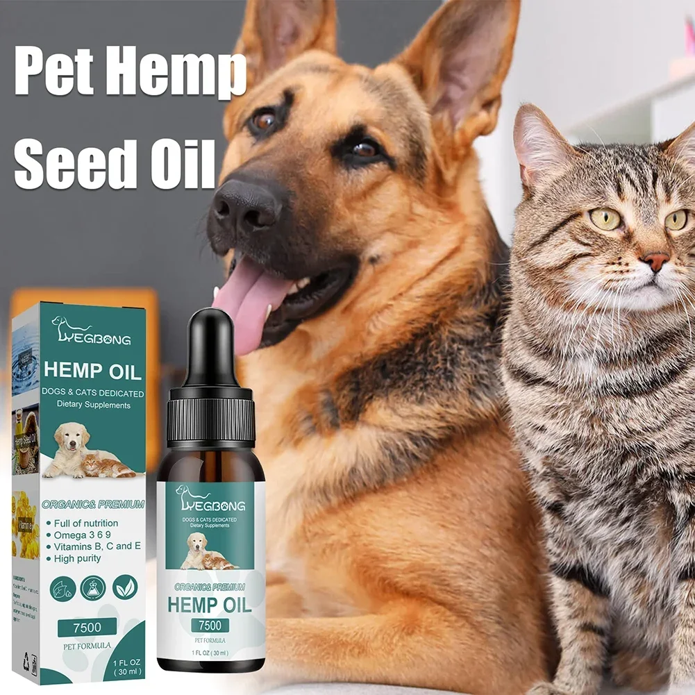 30ml Hemp-Seed Oil with Omegas Vitamin for Dogs Hip and Joints Support Skin Health Anxiety Stress and Relie for Cats Dogs