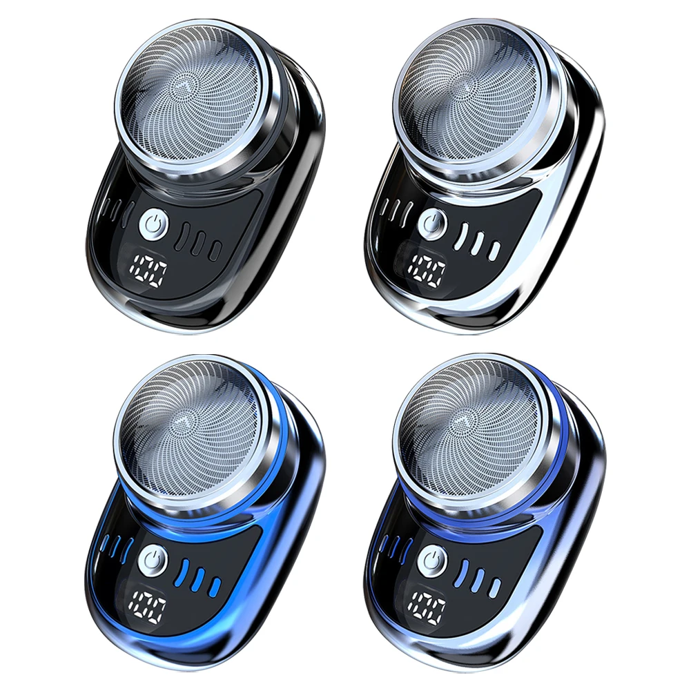 Men Mini Electric Travel Shaver with Digital Display Vehicle Mounted Shaver Pocket Size Shaving Face Beard Razor Portable Shaver