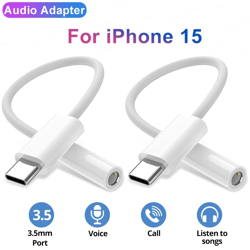 USB Type C to 3.5mm Female Headphone Jack Adapter USB C to Aux Audio Cable Cord for iPhone 15 Pro Max 15 Plus iPad Pro MacBook