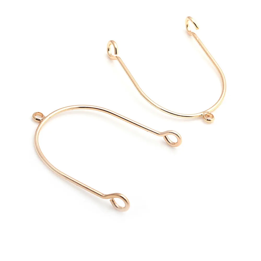 6PCS 14x38MM 18K Gold Color Brass Oval Earring Connector Charms High Quality Diy Jewelry Making Supplies Earrings Accessories