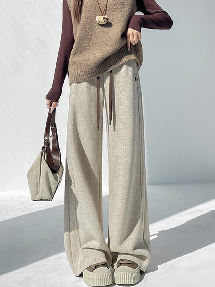 Calças Casuais de Cintura Alta para Mulheres, Novas Calças de Perna Larga Estreita para Outono e Inverno, Calças Longas Drag, Calças Tubo Retas