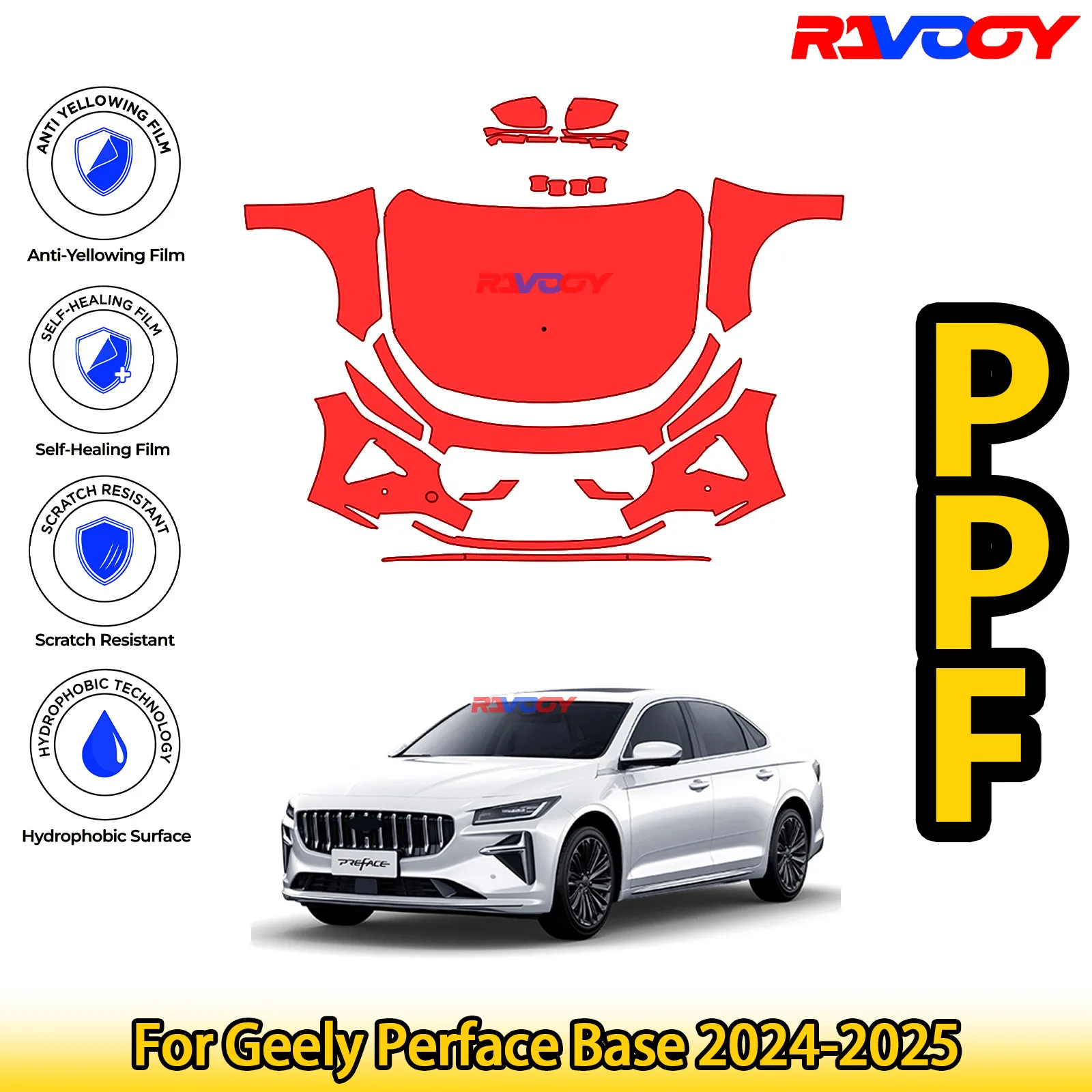 

For Geely Perface Base 2024-2025 Glossy Matte Black Precut front PPF Kit Paint Protection Film