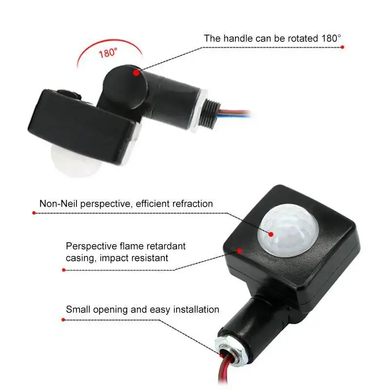 Motion Sensor PIR Switch Light Sensing Switch Sensor De Movimiento Infrared Motion Activated Switch Detector Adjusting
