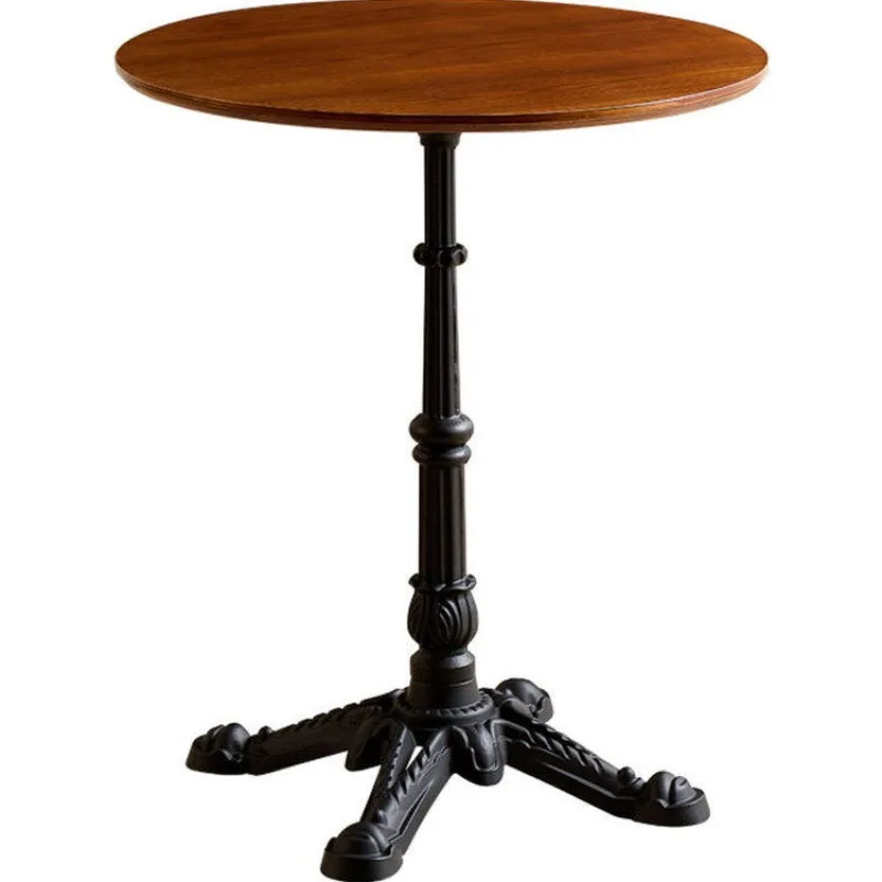 American Retro Solid Wood Round Dining Table Cafe Bistro Side Table for Dessert Shop Commercial Furniture Balcony Coffee Table