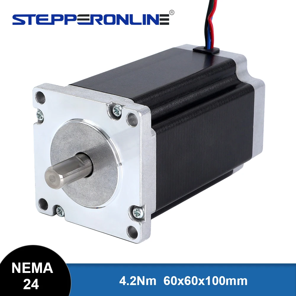 STEPPERONLINE Nema 24 Stepper Motor 4.2Nm 60x100mmm 4.2A D=10mm Stepping Motor CNC Router Engraving Milling Machine
