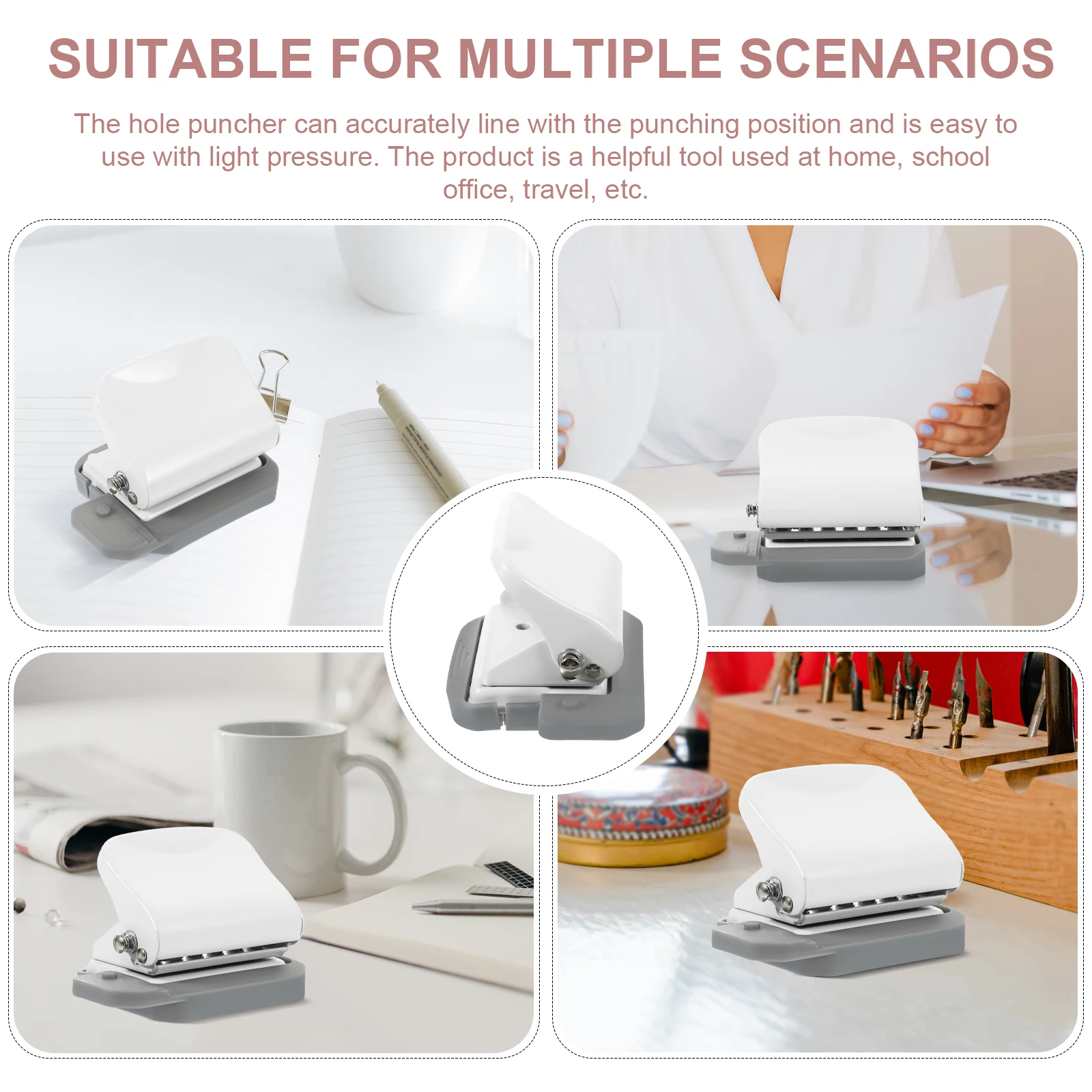 

6 Manual Loose Leaf Hole Puncher 6 hole Puncher Office Adjustable Ring Paper Sheets Hole Maker Loose Leaf Binding Tool