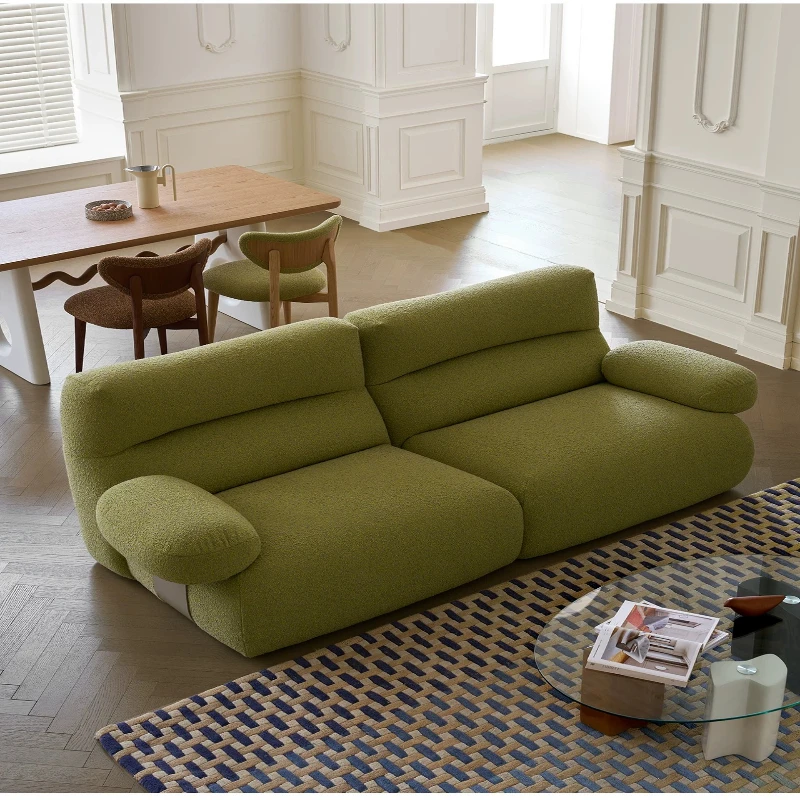 Sofa, modern simple living room straight row fabric sofa high backrest removable and washable creative sofa