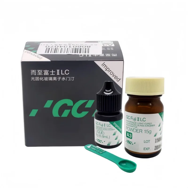 

Dental GC Fuji 2 Light Curing Glass Ionomer Cement Fuji LC Black Box Rodiopaque Light Cured Reinforced Glass lonomer Restorative