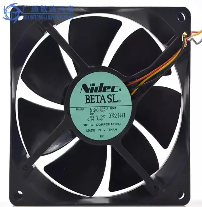 

Nidec D09A-24PU 06B DC 24 В 0,16 А 90x90x25 мм 3-проводной охлаждающий вентилятор для сервера