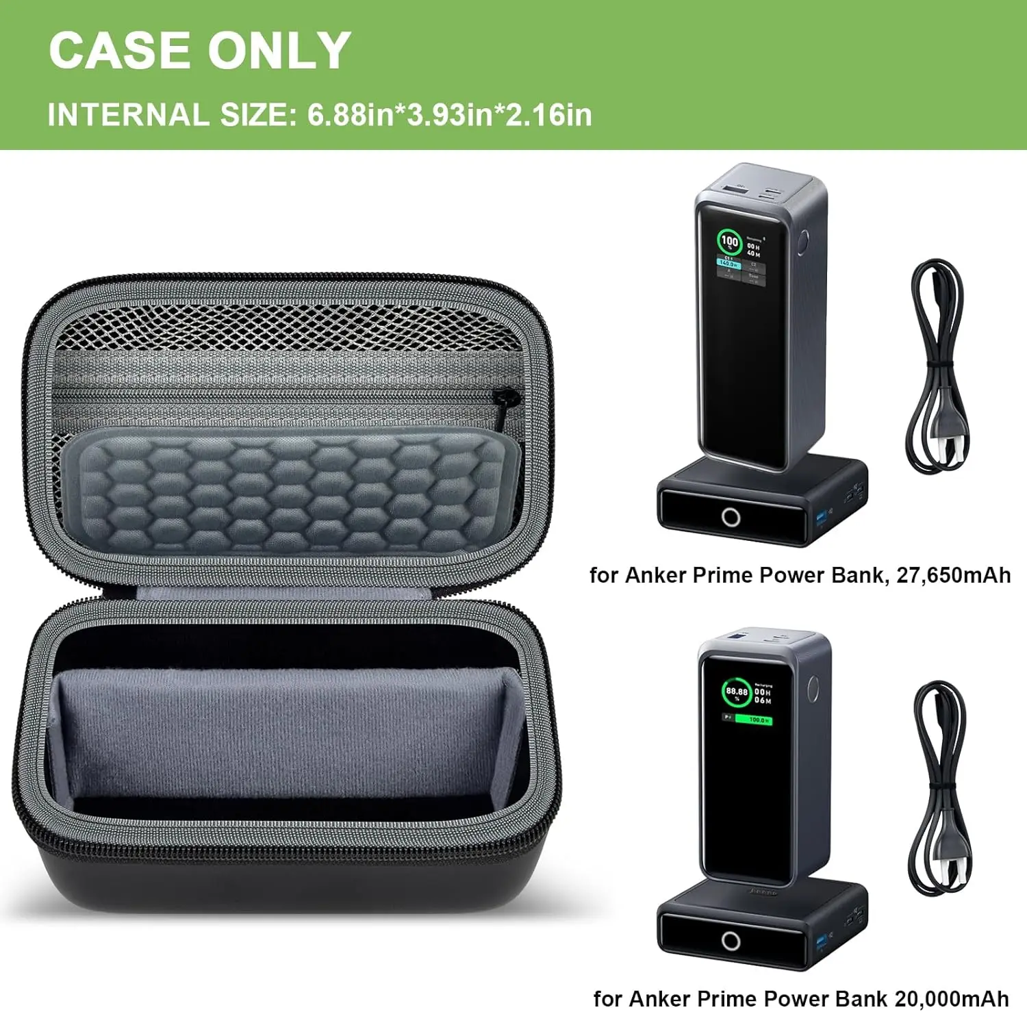 （CASE ONLY)Case Compatible with Anker Prime Power Bank 20,000mAh Portable Charger with 100W Charging Base, Battery Pack Power