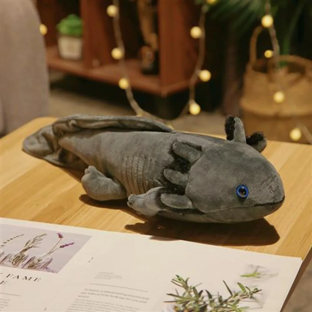 Kawaii colorido Newt juguete de peluche relleno lindo Axolotl salamandra peluda pez de peluche apaciguador almohada larga cojín niños regalo de cumpleaños