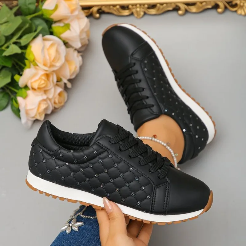 Zapatillas Deportivas para Mujer, Punta Redonda, Tacón Plano, con Cordones, Casuales, Clásicas, para Uso Diario y Caminatas al Aire Libre