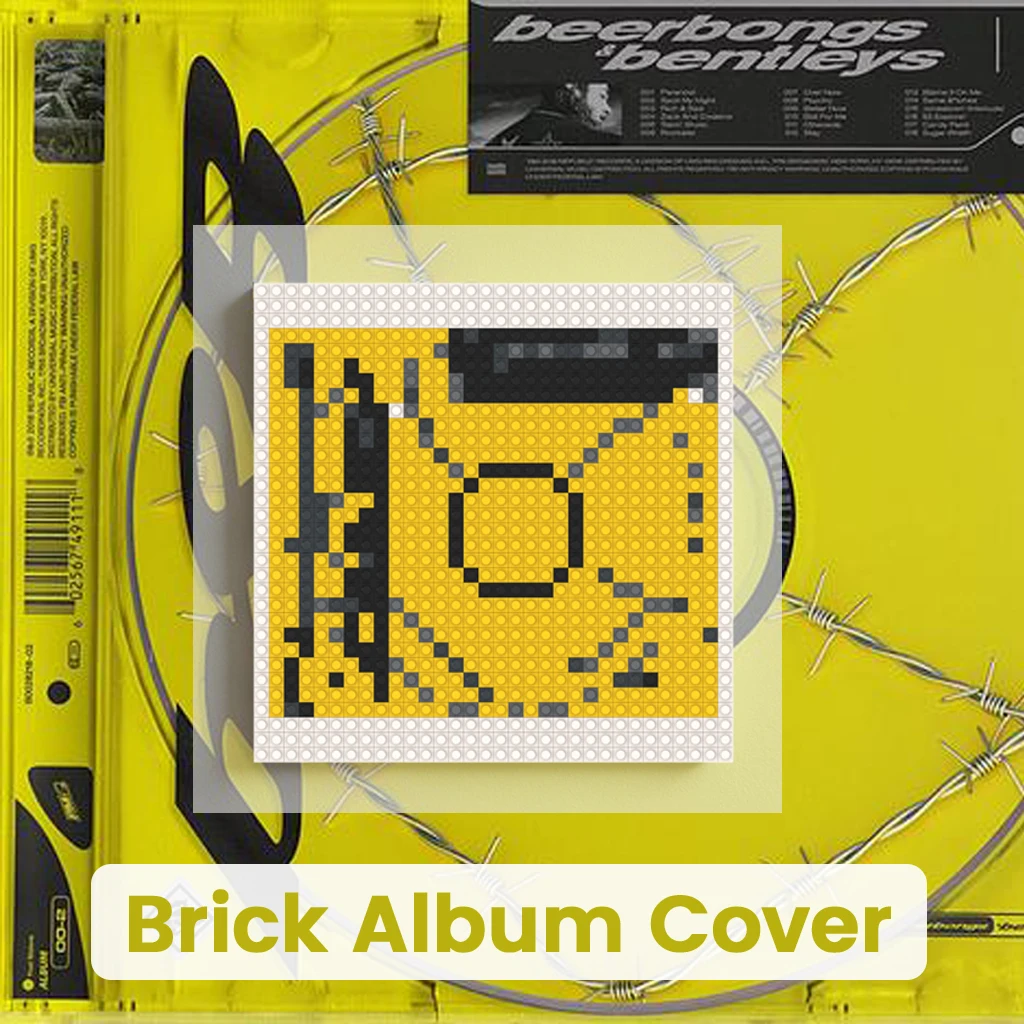 

P-Post Malone Album Cover Poster Hip Hop Pop R&B Music Mosaic Pixel Brick Art DIY Building Blocks Pixel Brick Mosaic Art