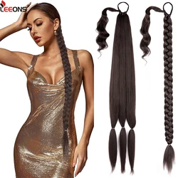 Long Braided Ponytail Extension With Hair Tie Kinky Straight Wrap Around Hair Ponytail Synthetic Hair Piece For Women 26 36 Inch