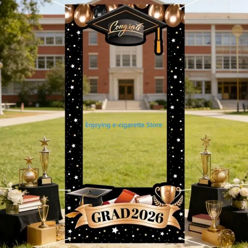 Eleganter schwarz-goldener Abschluss-Hintergrund für den Fotohintergrund der Klasse 2026 Y4QF – Detail 10