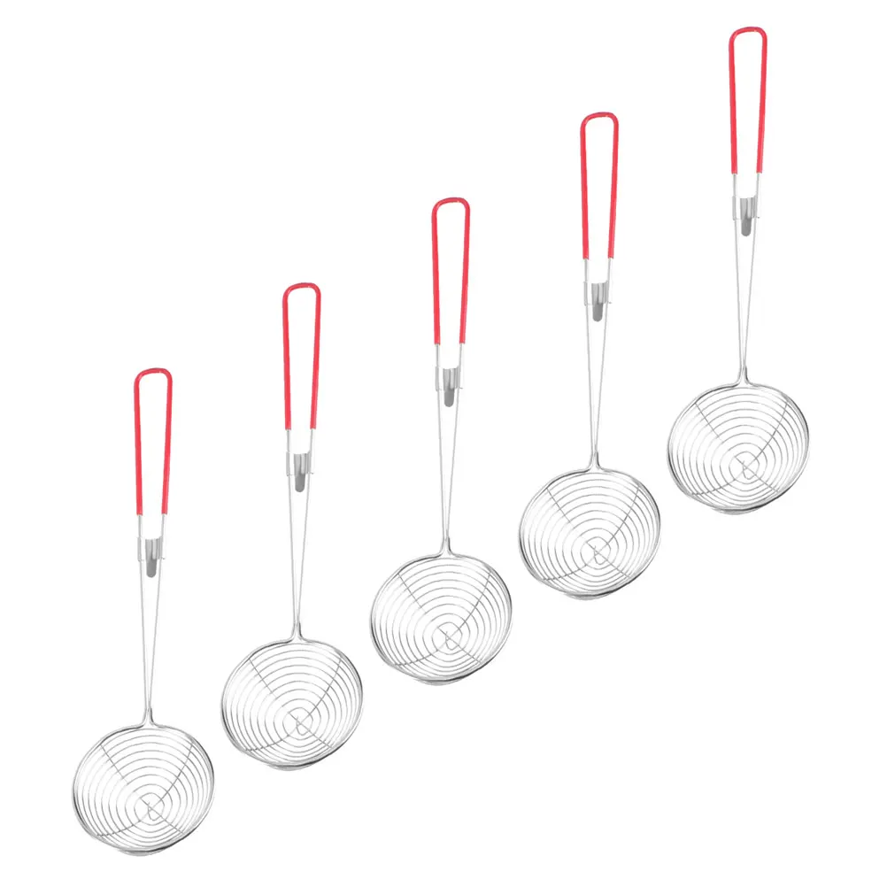 

5pcs Stainless Steel Pearl Spoon Strainer Large Hotpot Colander Spoons Tea Skimmer Kitchen Gadgets Food Strainers