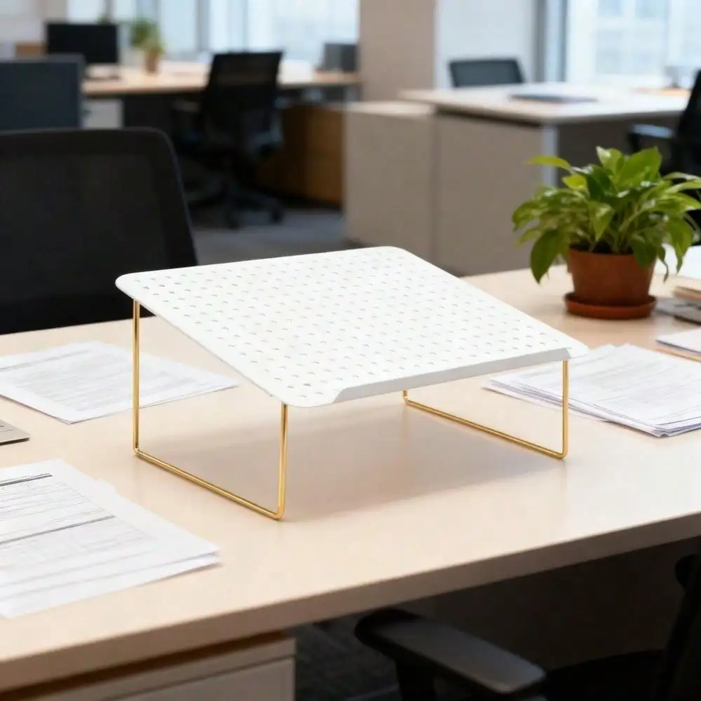 Perforated Metal Top Laptop Stand, 13 X 11 X 6