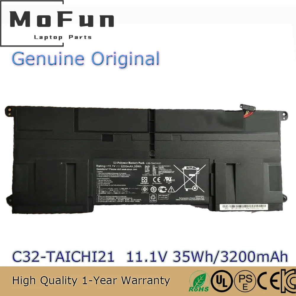 

Новый оригинальный аккумулятор для ноутбука C32-TAICHI21 35 Втч, 3200 мАч, 11,1 В для встроенного ультрабука Asus серии Taichi 21