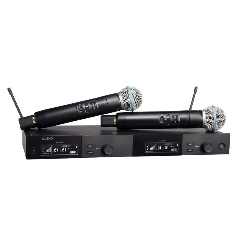 Dual Channel UHF Wireless Microphone BETA58A Handheld Lavalier Mic Professional Wireless Microphone SLXD for Church