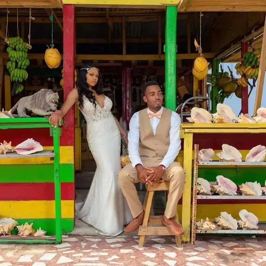 تخصيص حورية البحر الأفريقية حجم كبير فستان الزفاف الخامس الرقبة بلا أكمام فستان الزفاف الوهم عارية الذراعين خمر فيستدو دي نوفيا