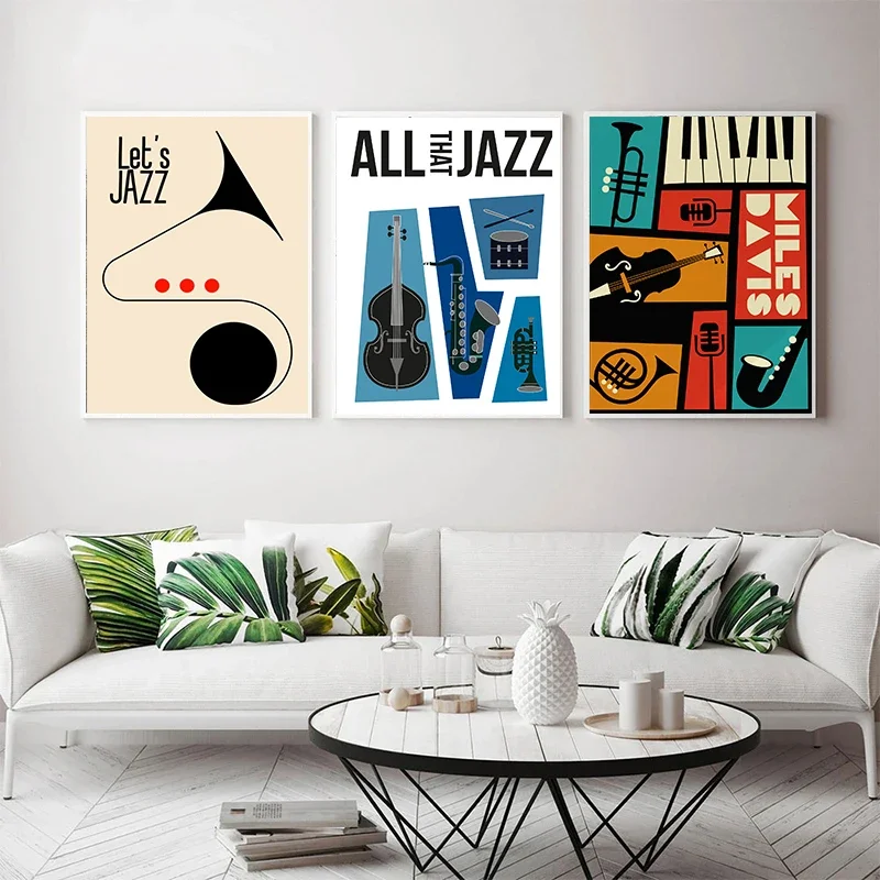 Retro Music Jazz and Jazz Piano Poster Prints Canvas Painting Wall Art for  Music Lover Club Housewarming Gift Living Home Decor