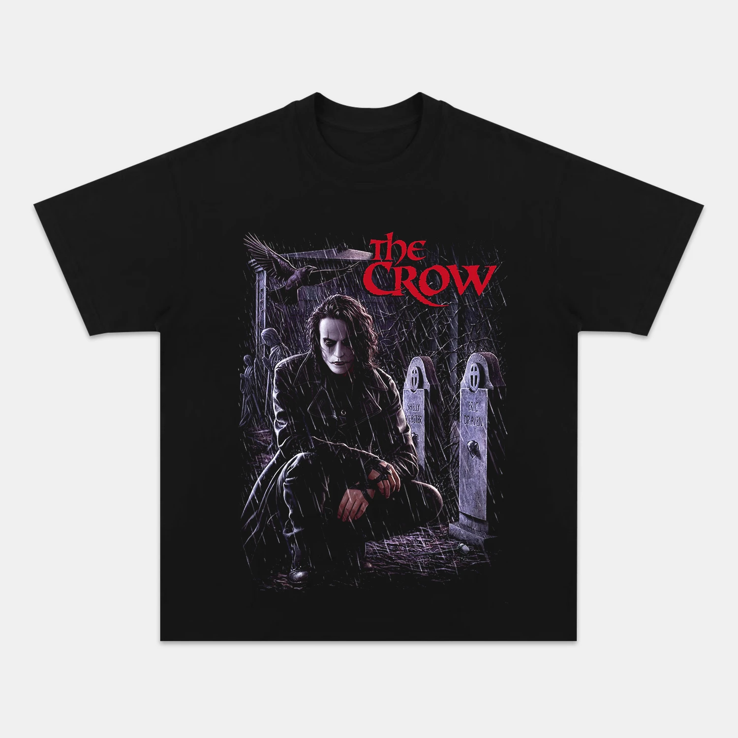 Camiseta Gráfica Vintage do Filme The Crow Eric Draven para Homens e Mulheres, Casual, de Algodão, Moda de Rua para Fãs