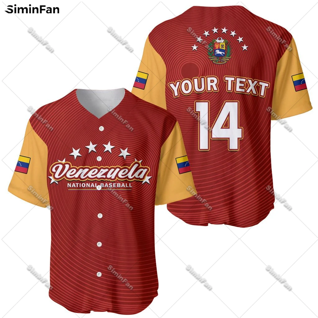 Venezuela Wappen Baseball Trikot 3d überall gedruckt Männer Hemden Sommer kragen loses T-Shirt männlich Camisa Unisex T-Shirt weibliches Top