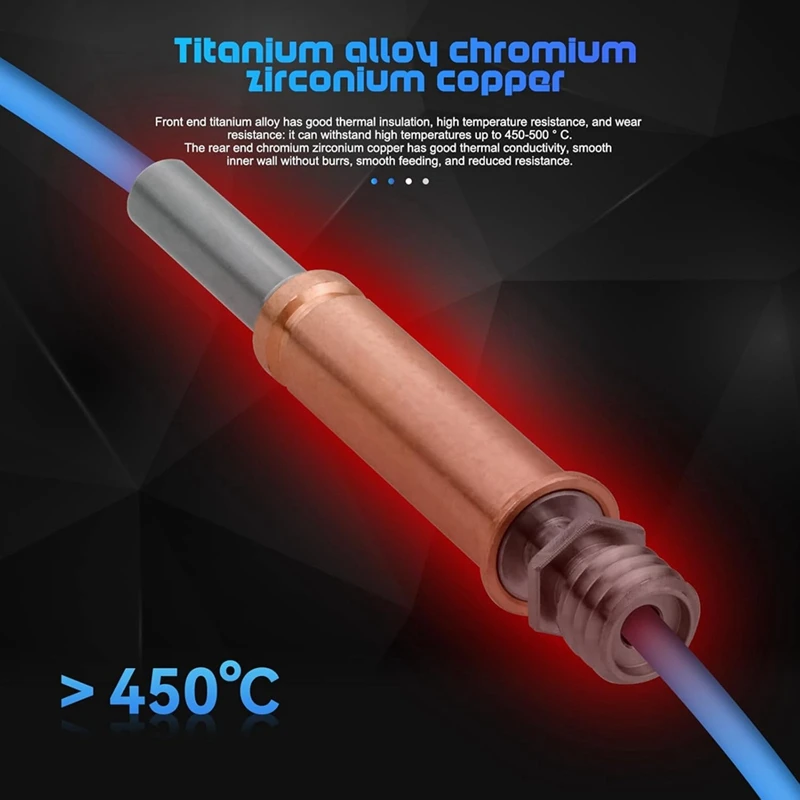 For 3 Bimaterial Heatbreak Throat,High Temperature Resistant Long Hose,3D Printer Assembled Extruder HotEnd Throat [No.3 Elnic]