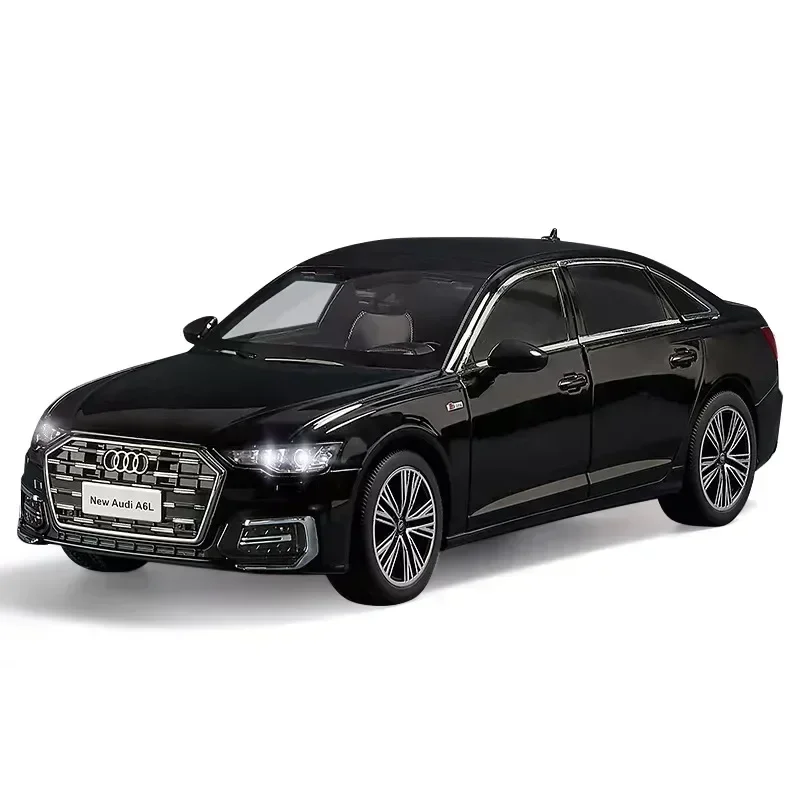 Audi A6L Alloy Diecast Car Model Brinquedos com Som e Luz, Pull Back Scale Model Toy para Crianças, Presente de Aniversário, Novo, 1:18