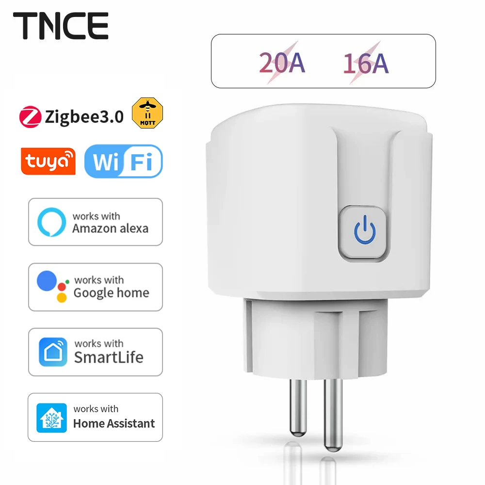 שקע חכם TNCE Tuya WiFi או Zigbee3.0 תקע 16/20A EU Outlet שלט מרחוק טיימר מוניטור כוח קול Google Home Alexa Alice