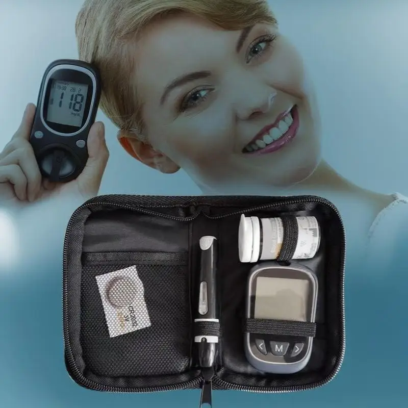 NEW Portable Polyester Blood Glucose Meter Storage Bag Diabetes Organizer For Blood Sugar Test Kit Home And Travel Carry Case