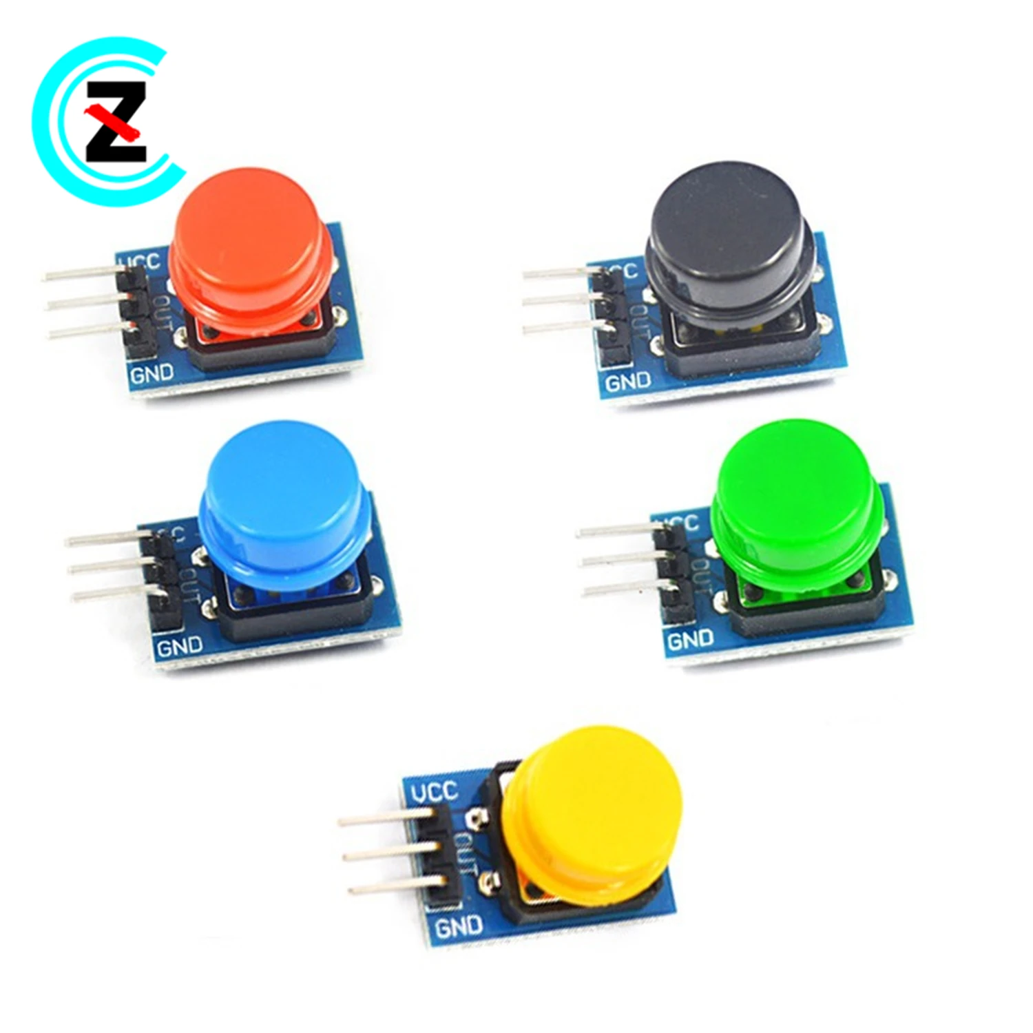 Arduino 3P interface S V G  Large key module, light touch, high level output plate with cap, blue yellow green red black