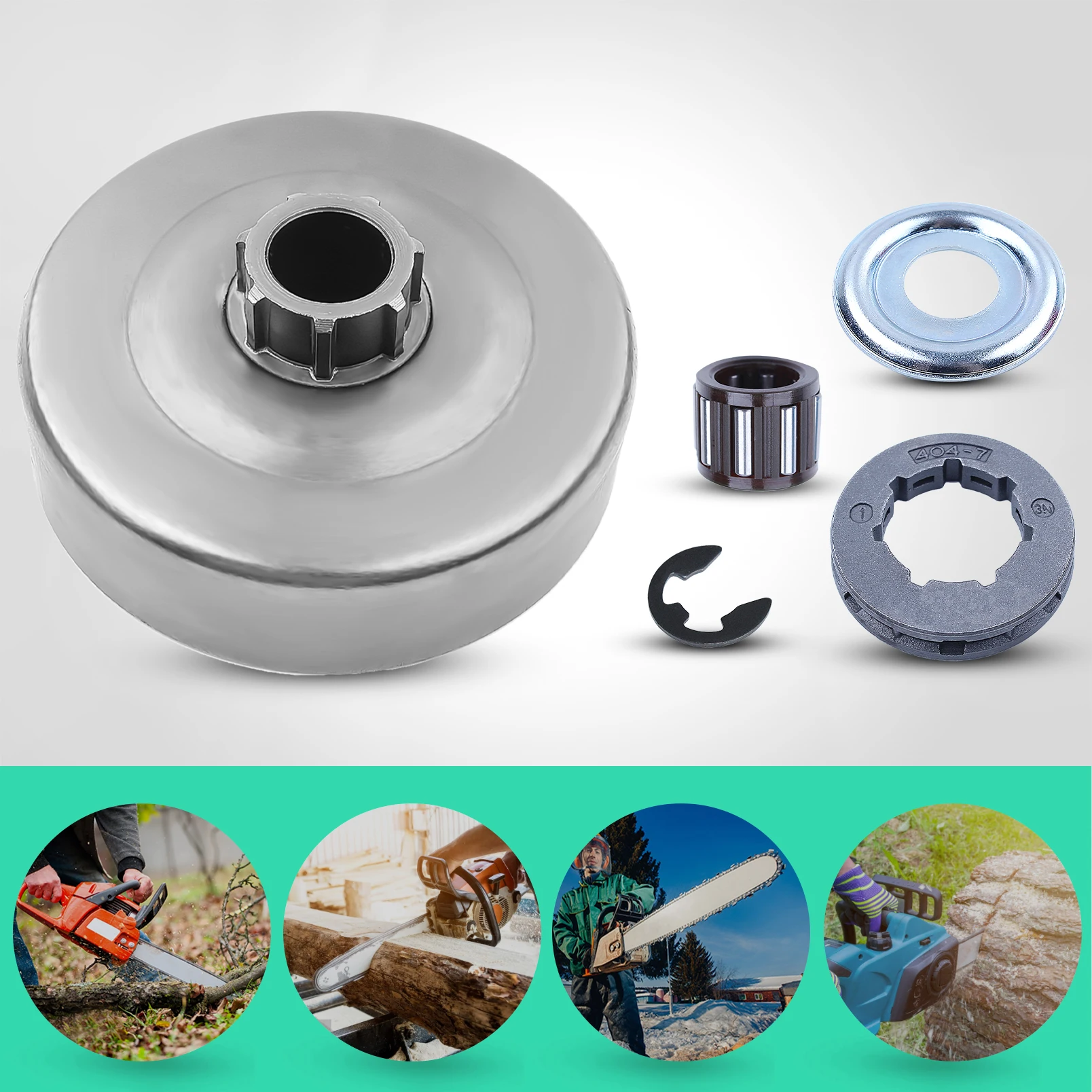 Imagem -05 - Arruela de Rolamento de Motosserra Tambor de Embreagem 404 7t Rim Kit Sprocket para Stihl Ms660 066 064 Ms640 Ms661 7