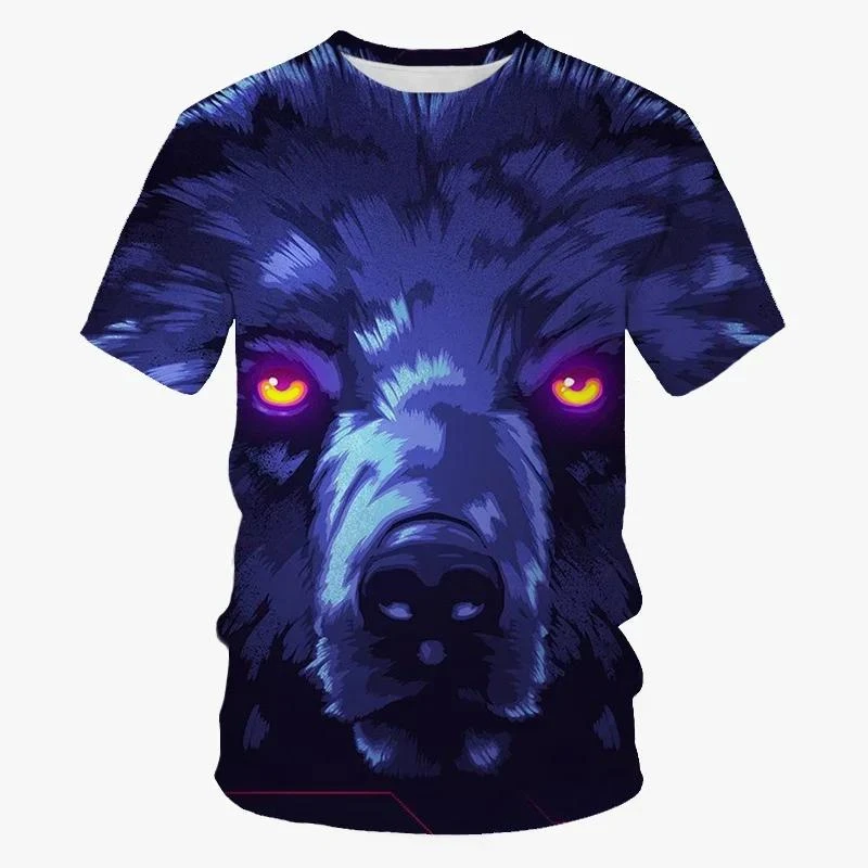 Cool Art Bear Design T-shirt Men\'s Clothing Short Sleeves O-neck T Shirts 3D Print Street Harajuku Trend Fashion Animal Tees Top