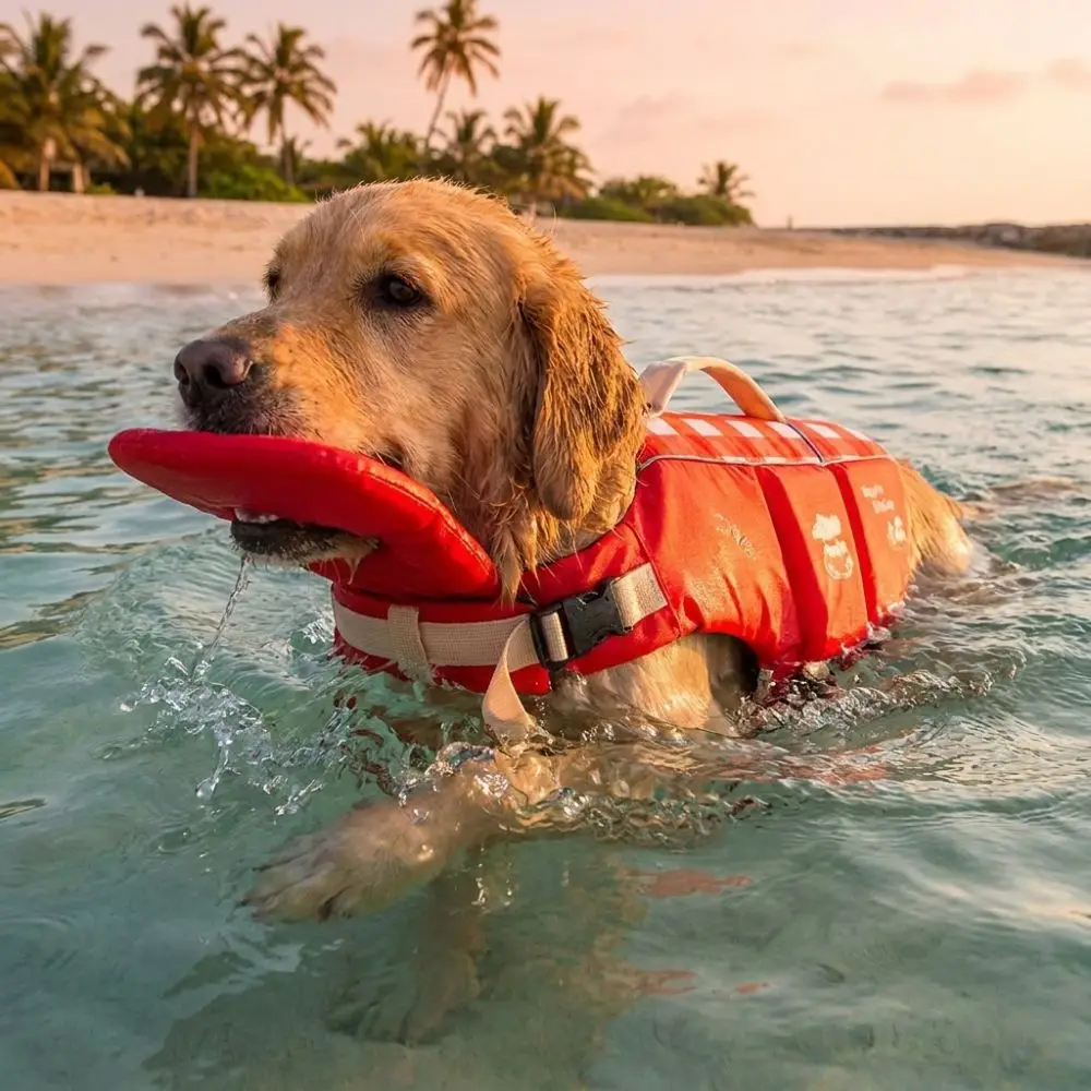 Waterproof Dog Life Jacket Adjustable High Buoyancy Dog Swimming Suit Thick Sponge Pad Breathable Pet Life Vest Spring Summer view 4