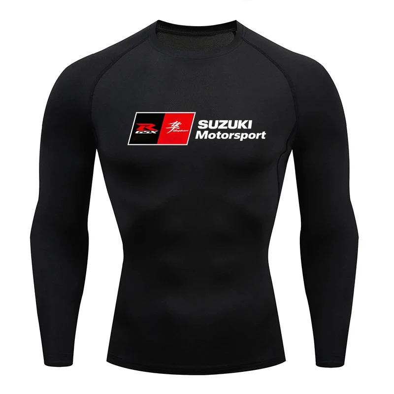 La camiseta deportiva ajustada con diseño de Suzuki, una camiseta deportiva de secado rápido y adecuada para el estilo motociclista masculino, es una prenda ideal.
