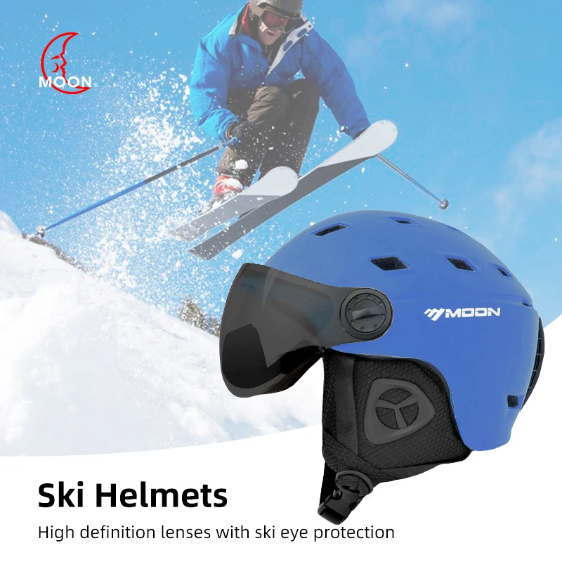 MOON Snow Visor de Formación Integrada, equipo de protección de seguridad con gafas, casco de esquí, deportes al aire libre, Invierno
