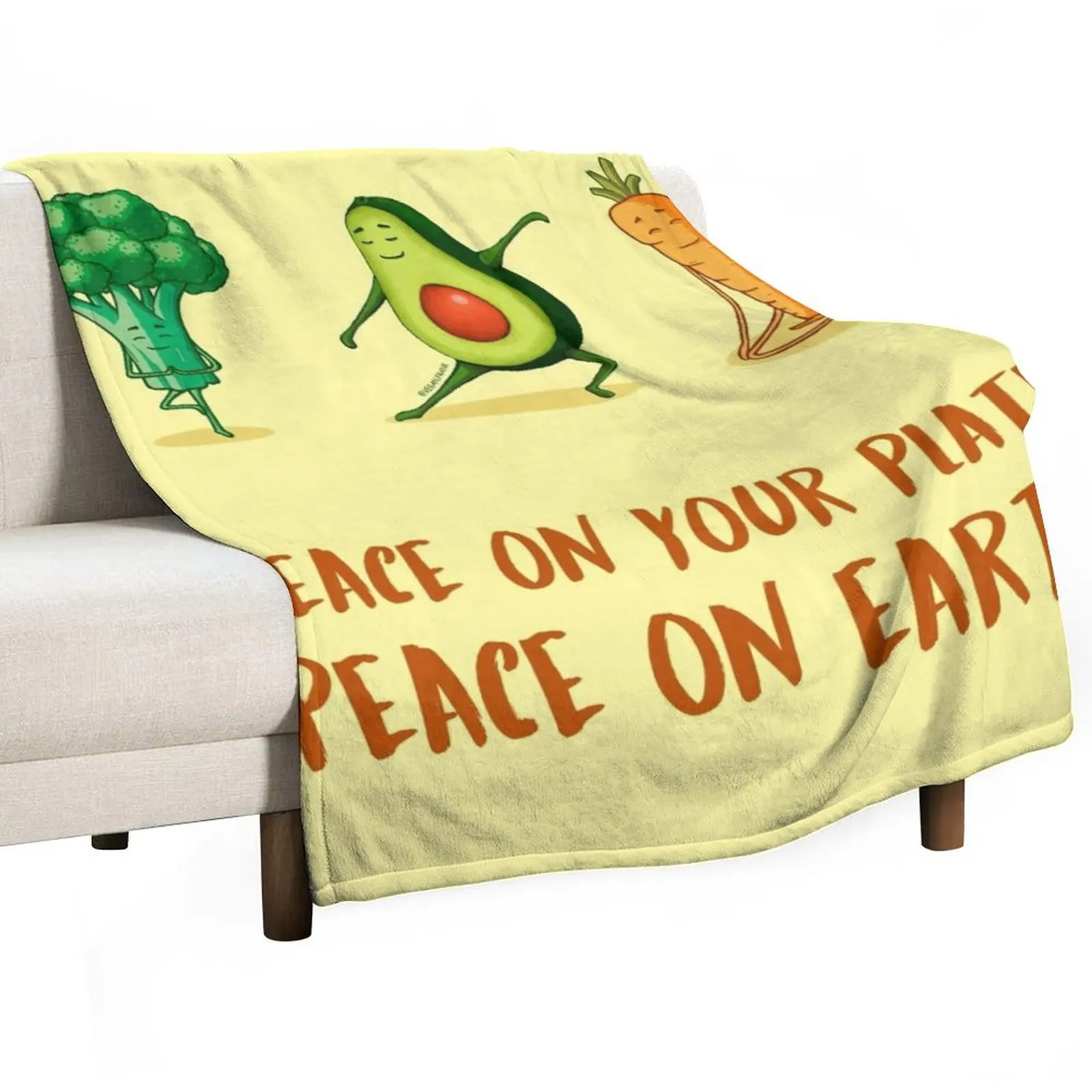 Cute Yoga veggies: broccoli - avocado - carrot Throw Blanket Plaid Furry Giant Sofa Blankets