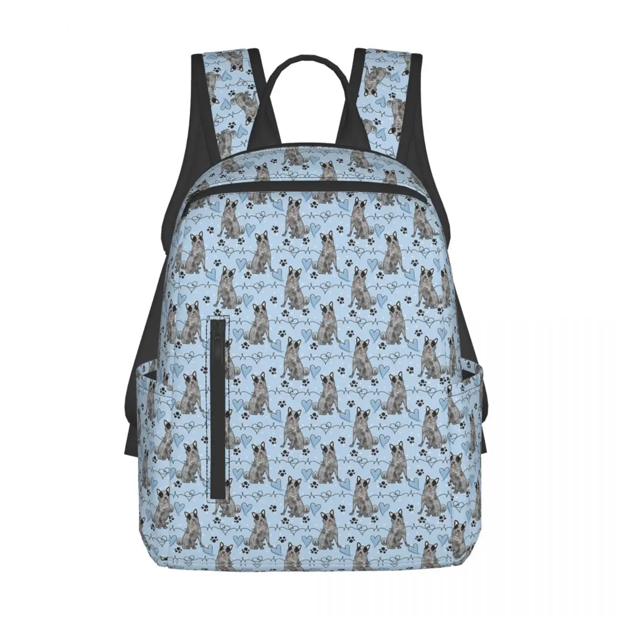 LOVE Blue Heeler Australian Cattle Dog 1 Backpack Daypack Large Capacity Kids BookBag School Bag Shoulder Bags for Men Women