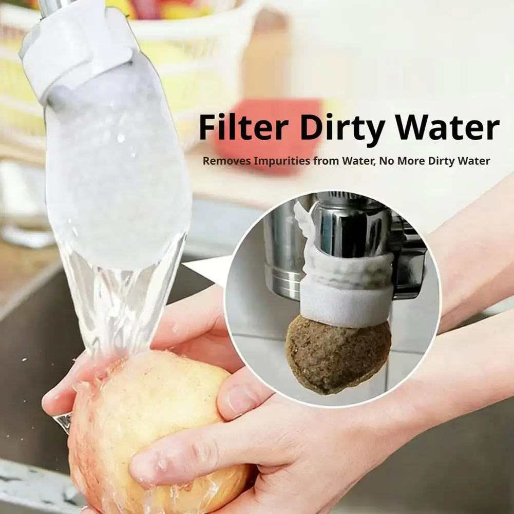 50/100Pcs Faucet Filter Cotton,Anti-splash Removes Sand Filters With T-strap Water Purification Socks For Tap Water Rust Removal