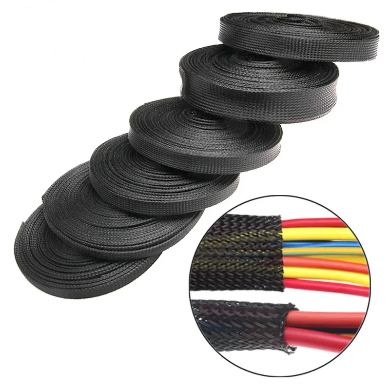 1/5/10/20M Expandable Cable Sleeve Wire Protecting Tight Protective Sheath PET  Insulated Braid Sleeving 4/6/8/10/12/15/20/25mm