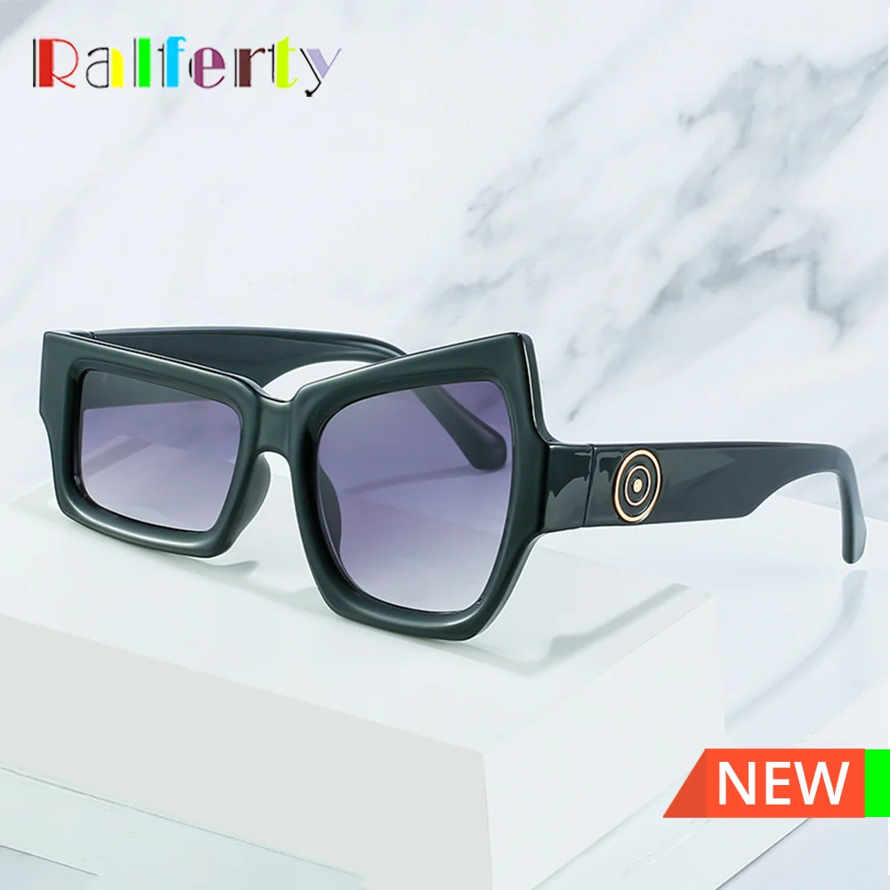 Ralferty Unique Cool Asymmetrical Sunglasses Women Vintage Designer Sun Glasses For Men Anti Reflective UV Protection Shades