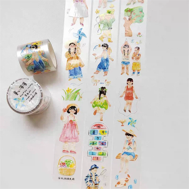 Normi Studio Lovely Girl Play In Beach Matte PET Washi Tapes Collage Card Making Material DIY For Scrapbooking Journal Sticker