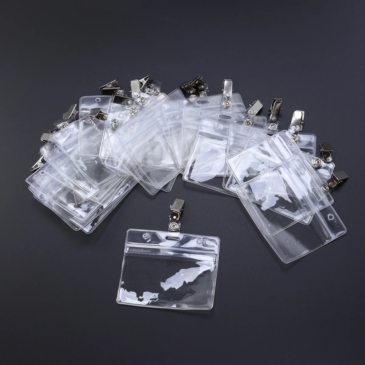 

25 Pcs Horizontal Badge Holders Soft Polished Corners Id Transparent Plastic Lanyard Sets for Office School Events