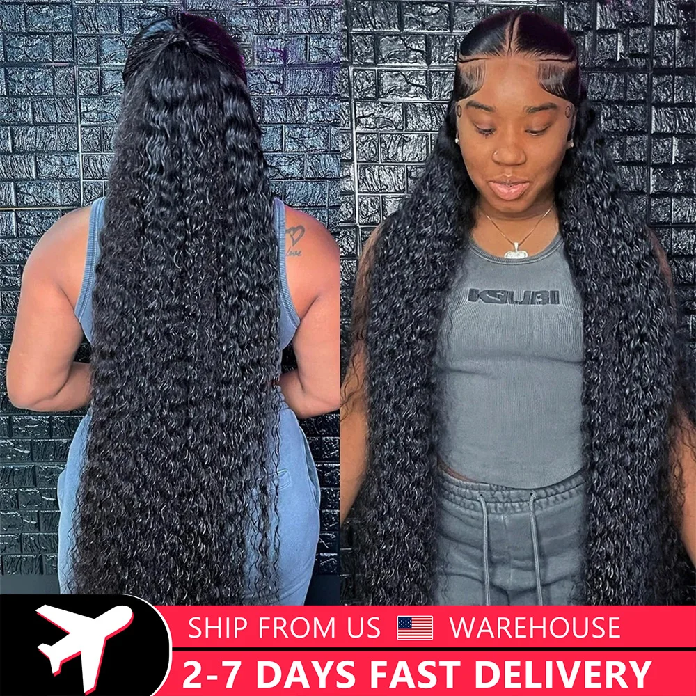 13X6 Curly Human Hair Wigs For Black Women Human Hair 4x4 Water Wave Lace Closure Wig 36 Inch 13x4 HD Deep Wave Lace Frontal Wig