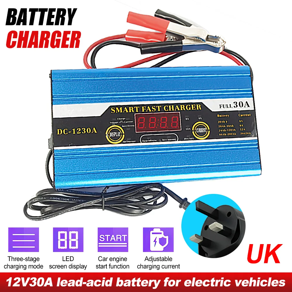 

12V 30A LCD Car Battery Charger Leisure Battery Charger for Caravan Campervan Motorhome Boat Battery