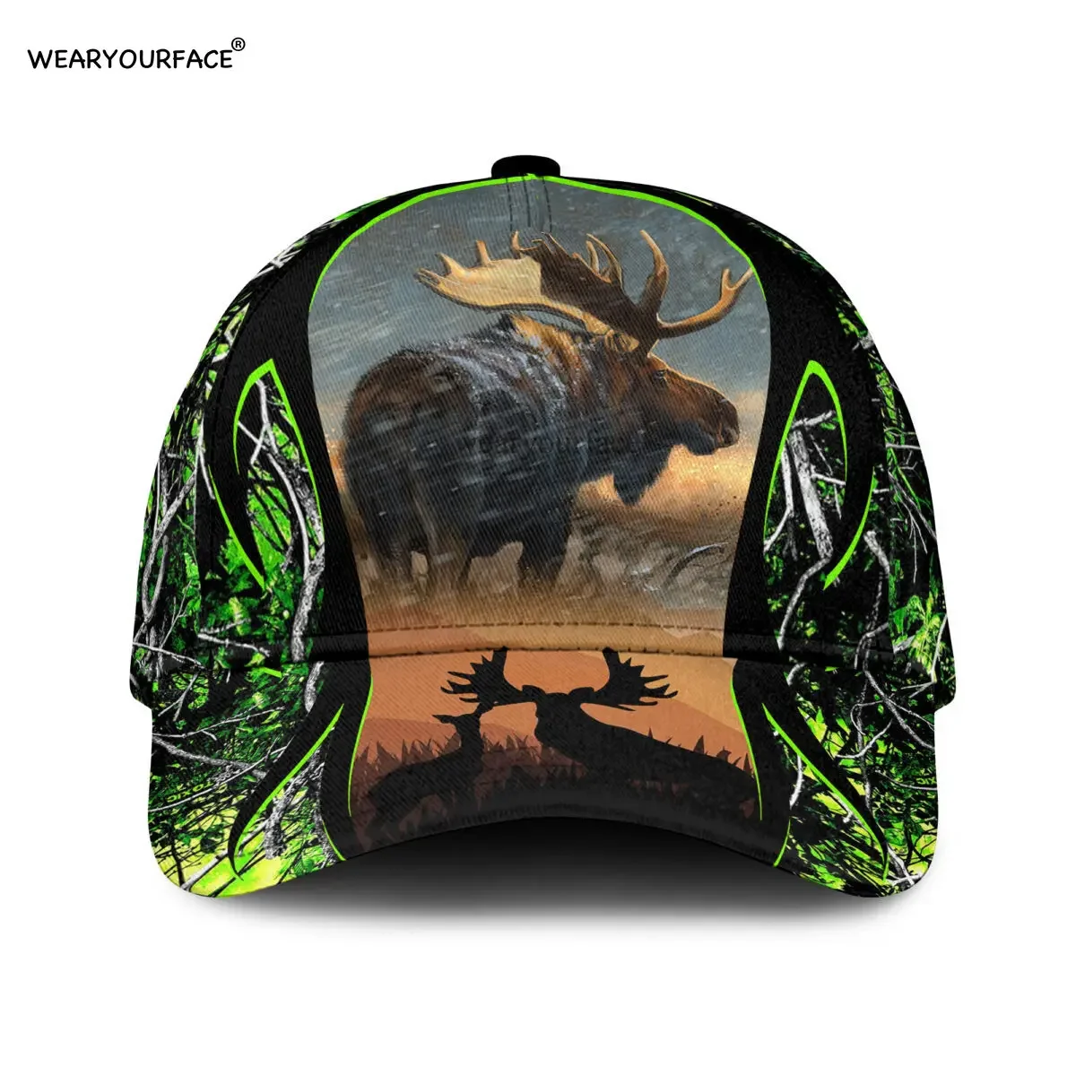 Skull Deer YAOI 3D All Over Printed Snapback Hat Men Women Adult Hip Hop Headwear Outdoor Sun Visor Baseball Cap