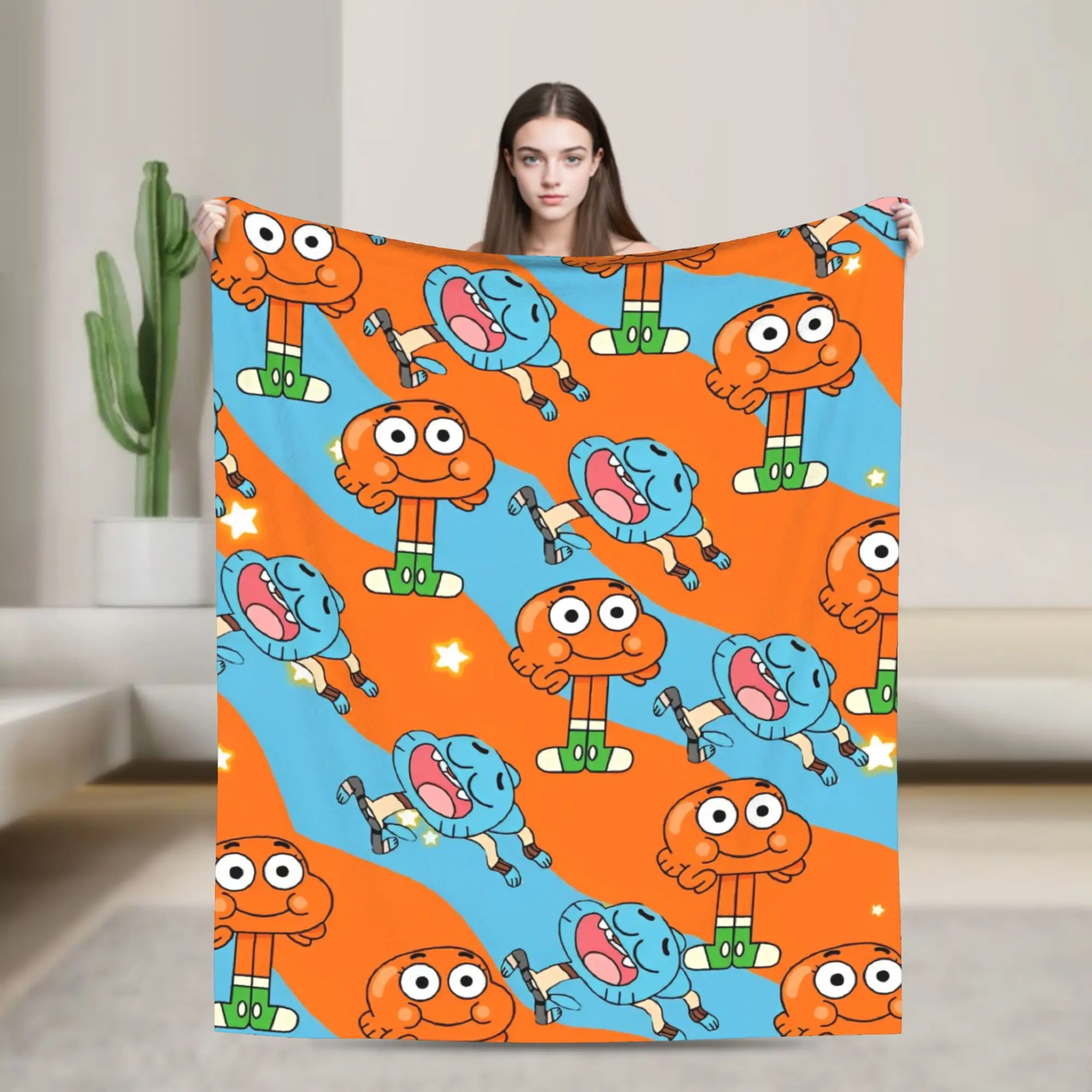 Gumballs Gum Ball Watterson Amazing Cartoon Blanket  Flannel Vintage Warm Throw Blanket for Bedding Lounge Spring Autumn,