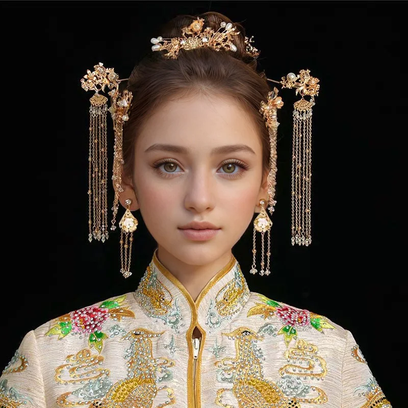 

Retro Chinese Style Tassel Hair Accessories Set Hair Clip Hairpins Haircomb Bridal Headdress Wedding Hair Accessories Headwear
